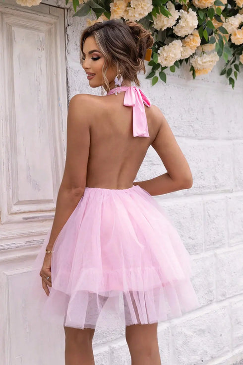 'Oriana' Halter Neck Backless Dress - Celes Fashion